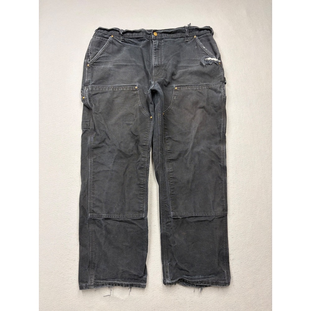 Carhartt Double Front Logger Pants Mens 39x28 Black B01 BLK Carpenter Workwear